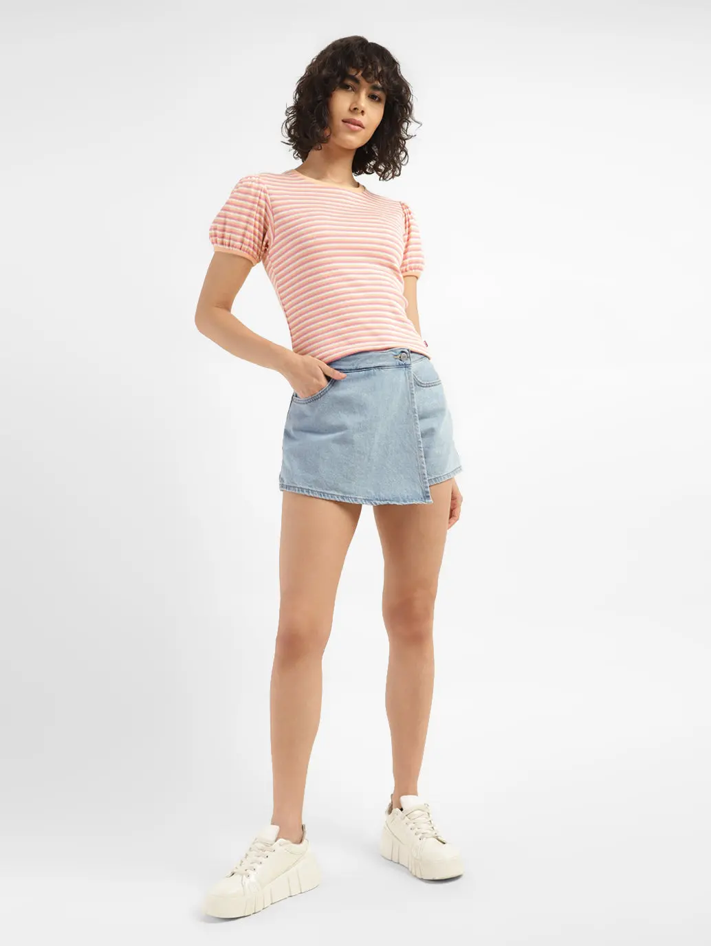 Women's High Rise Blue Regular Fit Skort 1