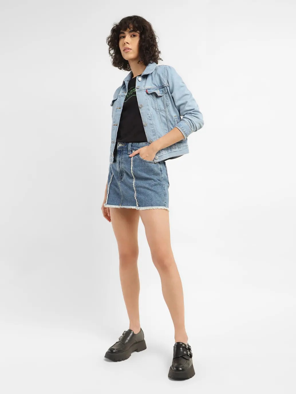 Women's High Rise Blue Regular Fit Skirt 1