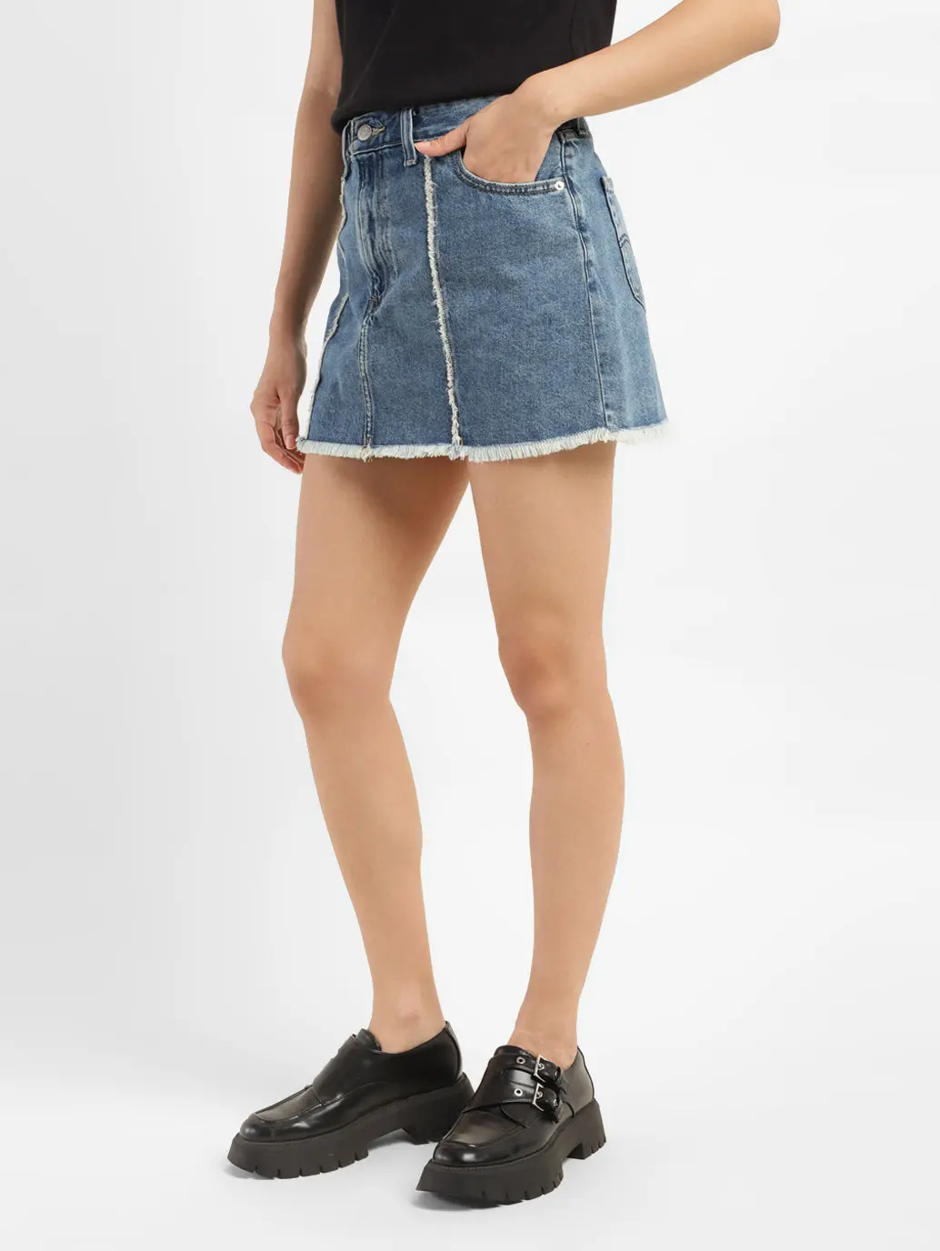 Women's High Rise Blue Regular Fit Skirt 3
