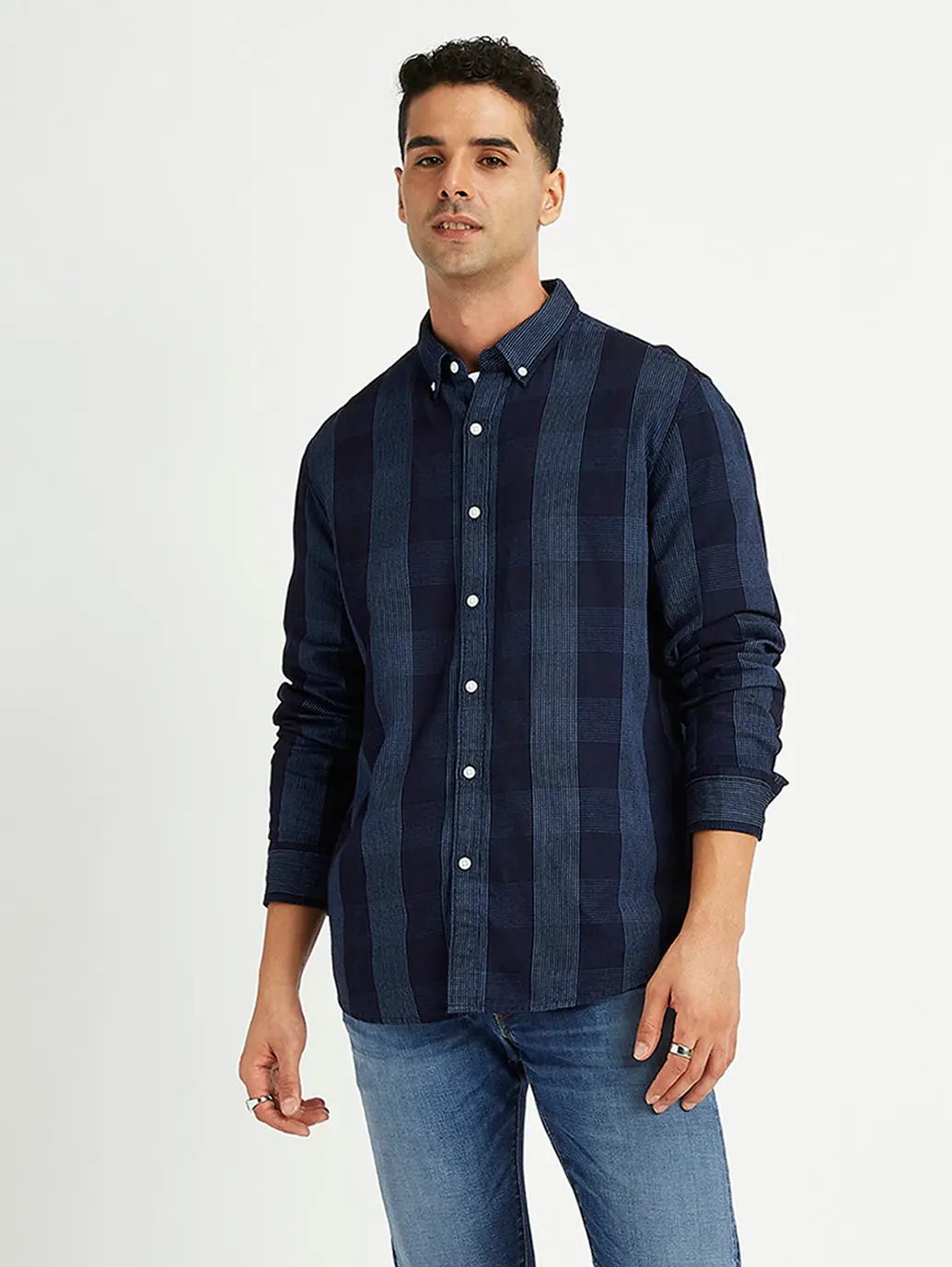Men's Checkered Spread Collar Shirt 1