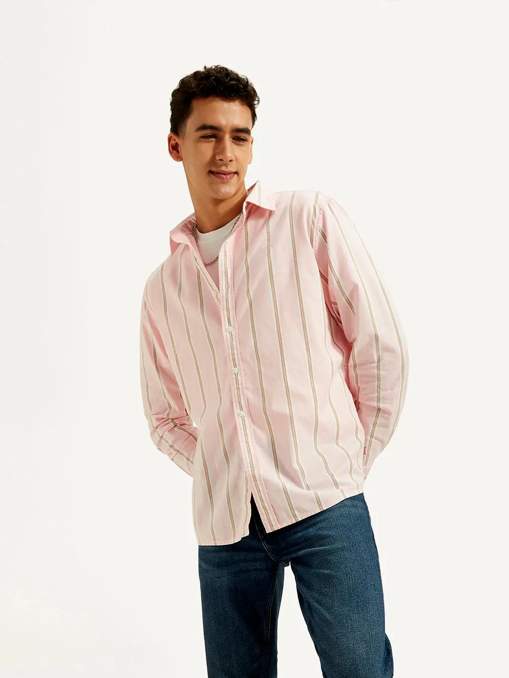Men's Striped Slim Fit Oxford Shirt 1