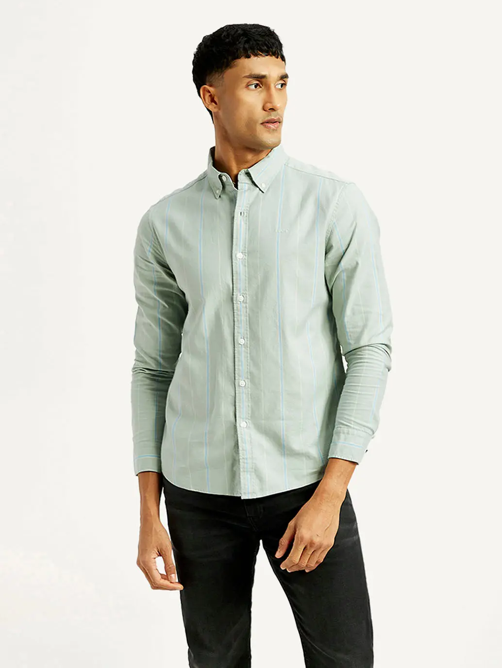 Men's Striped Slim Fit Oxford Shirt 1