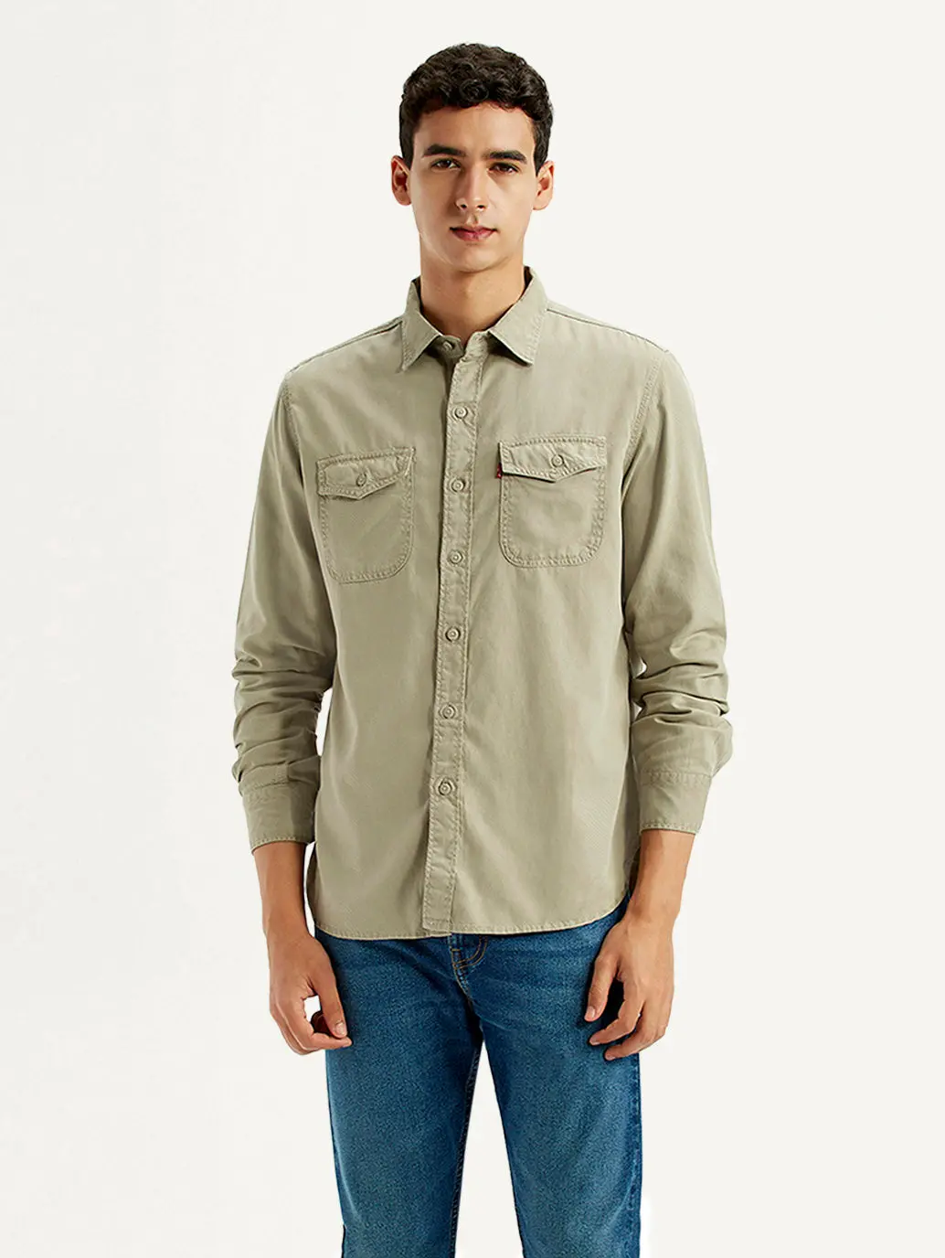 Men's Solid Beige Slim Fit Shirt 2