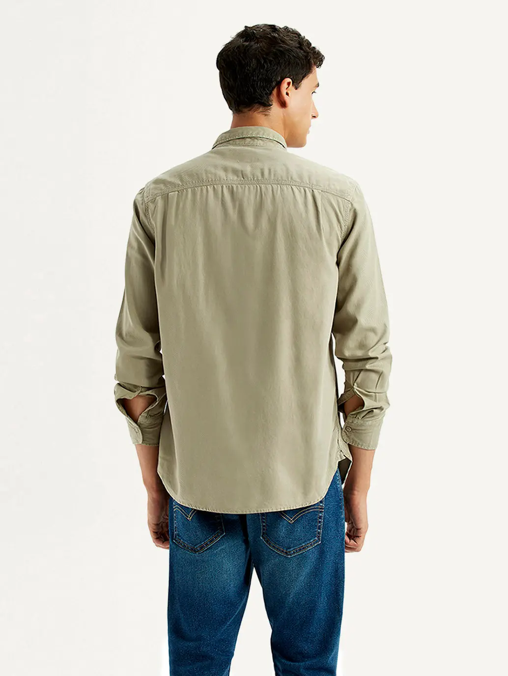 Men's Solid Beige Slim Fit Shirt 3
