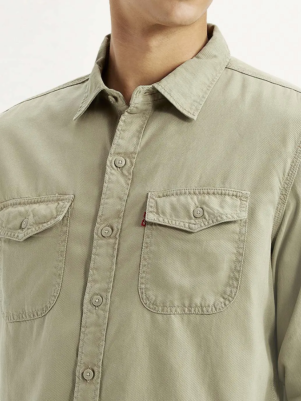Men's Solid Beige Slim Fit Shirt 4