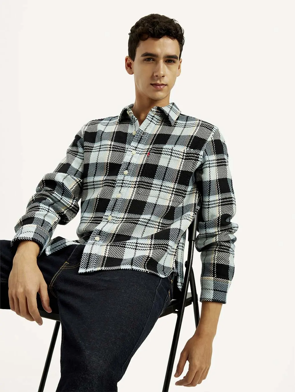 Men's Checkered Multi Color Relaxed Fit Plaid Shirt 1