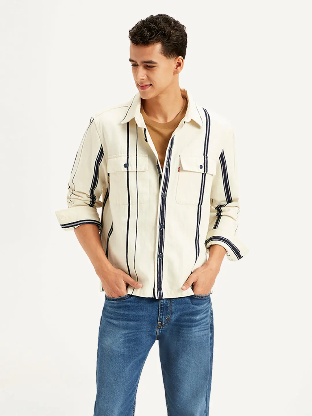 Men's Striped Regular Fit Shacket 1