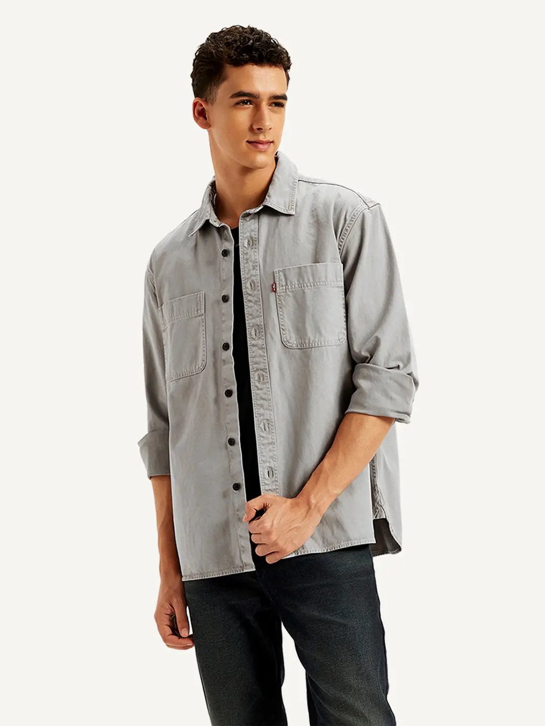 Men's Solid Regular Fit Denim Shirt 1