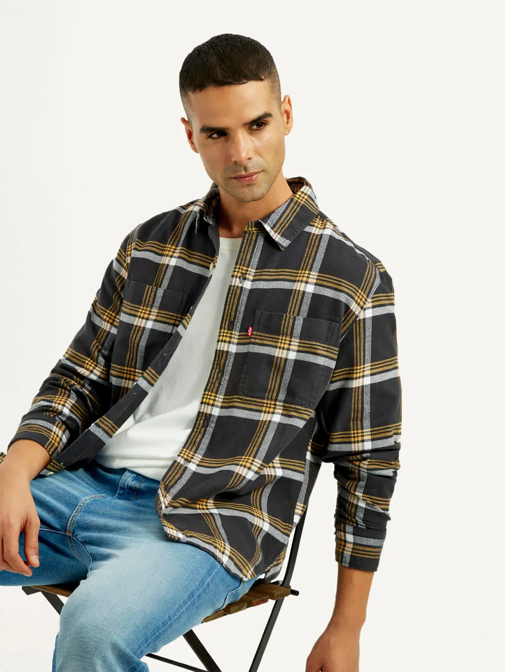Men's Flannel Checkered Multi Color Spread Collar Shirt 1