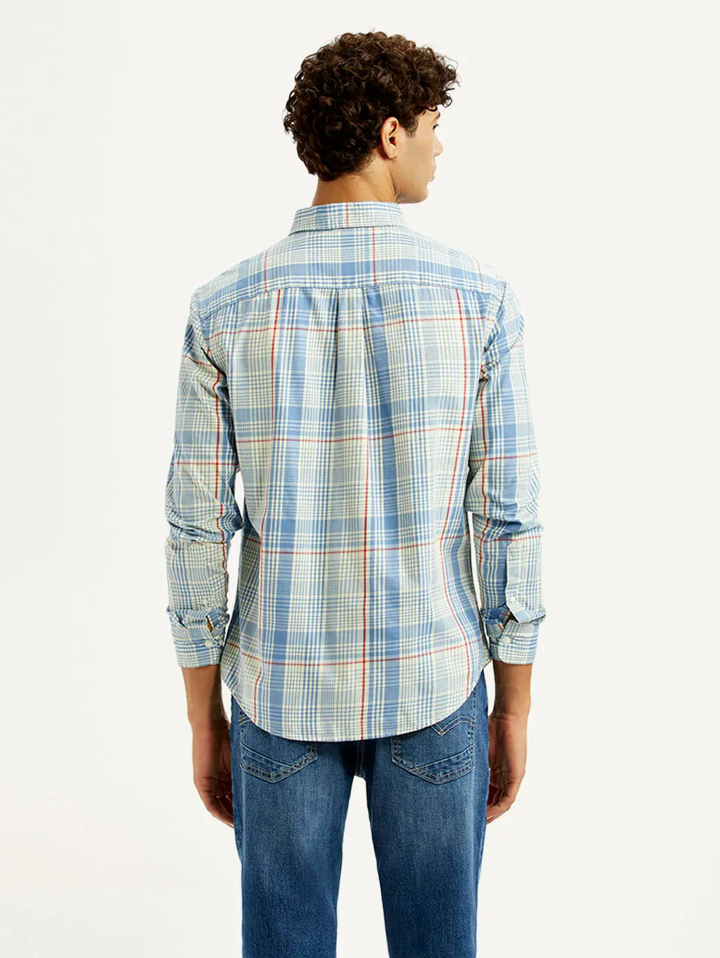 Men's Checkered Light Blue Slim Fit Shirt 2
