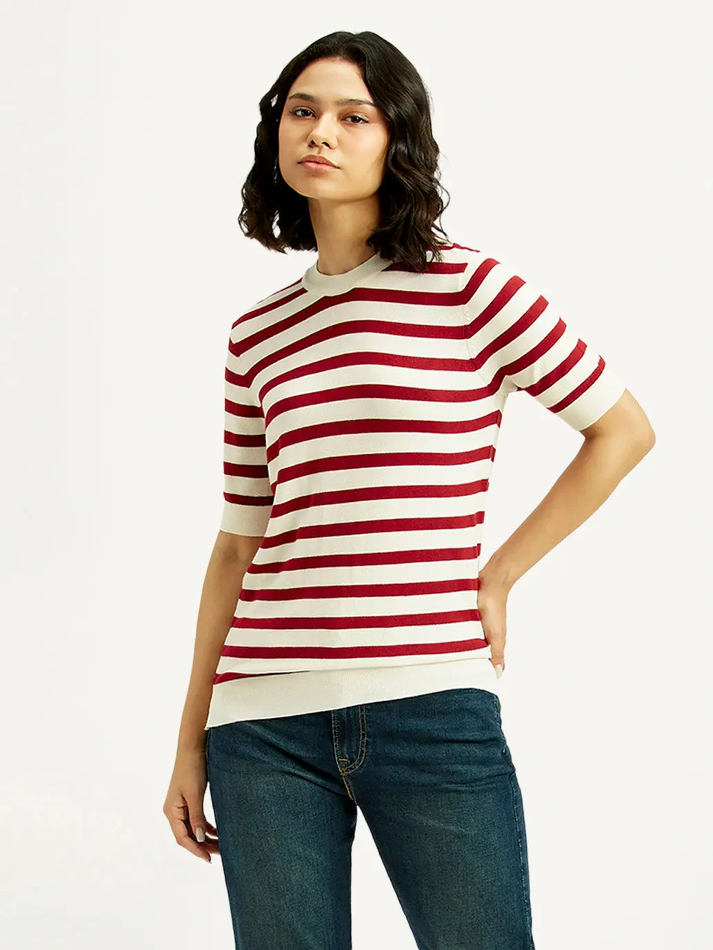 Women's Striped Crew Neck T-Shirt 1
