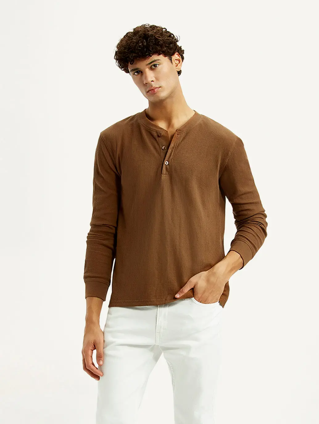 Men's Solid Henley Neck T-Shirt 1