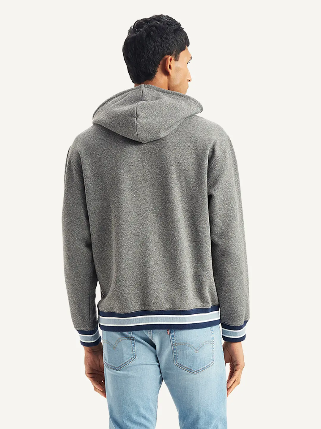 Men's Brand Logo Grey Hooded Sweatshirt 3