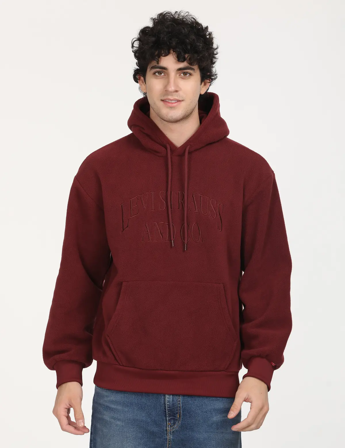 Men's Brand Logo Maroon Hooded Sweatshirt 1