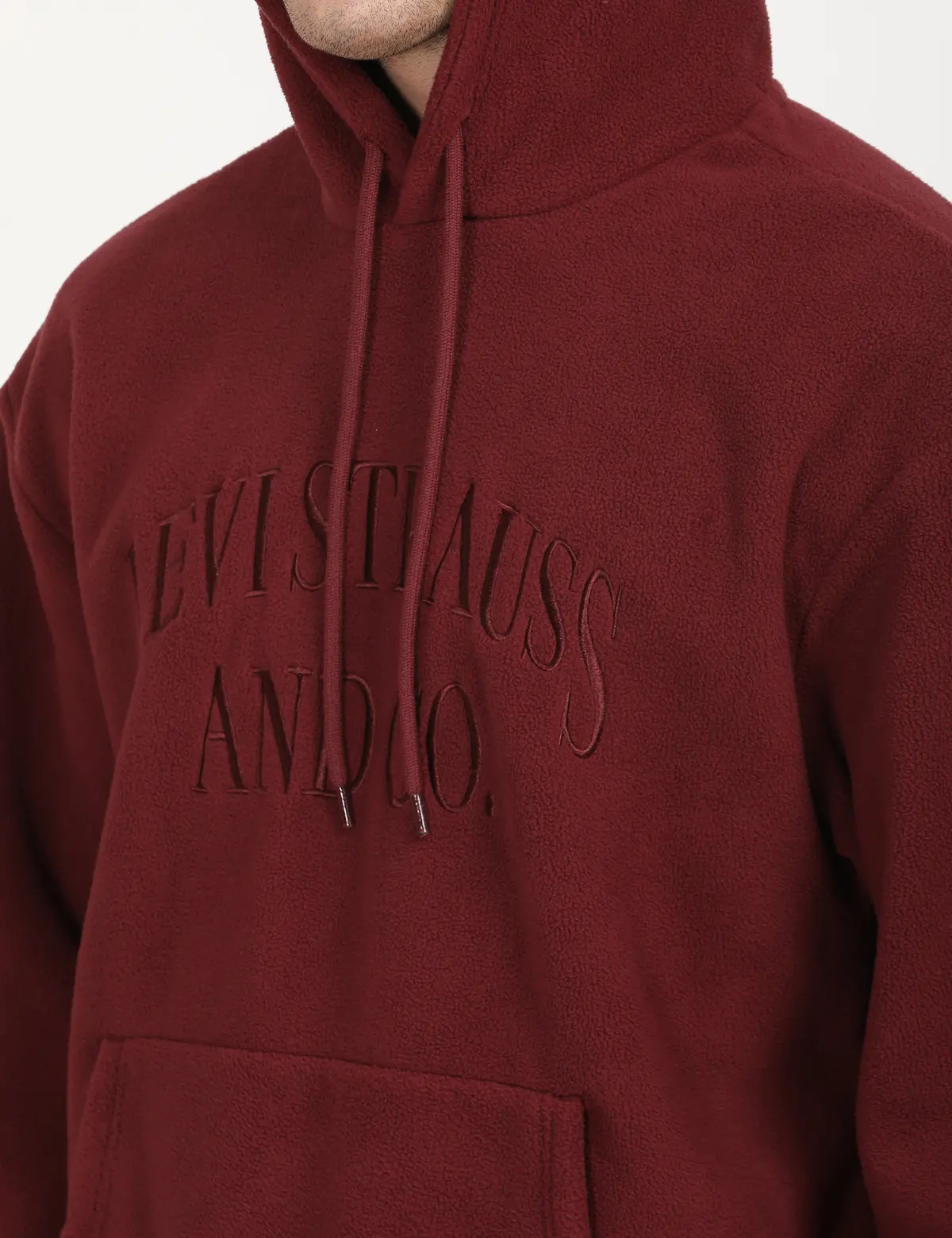 Men's Brand Logo Maroon Hooded Sweatshirt 3
