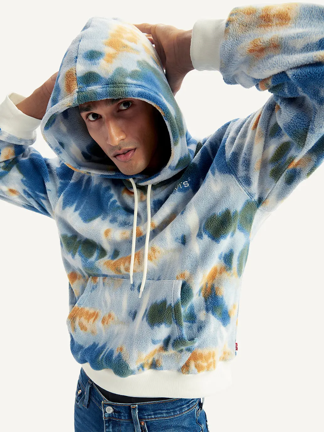Men's Tie-Dye Light-Blue Hooded Sweatshirt 1