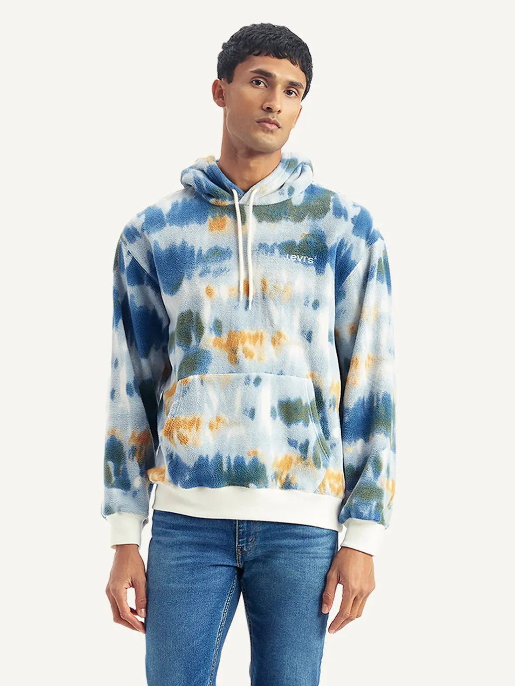 Men's Tie-Dye Light-Blue Hooded Sweatshirt 3