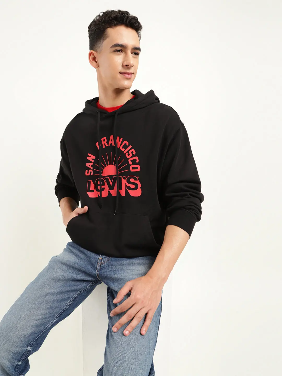 Men's Solid Black Hooded Sweatshirt 1