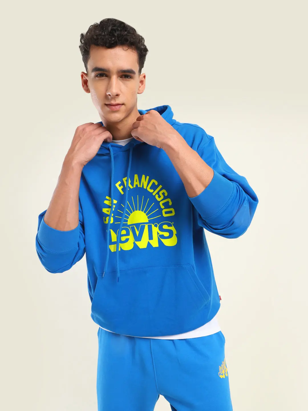 Men's Solid Dark Blue Hooded Sweatshirt 1