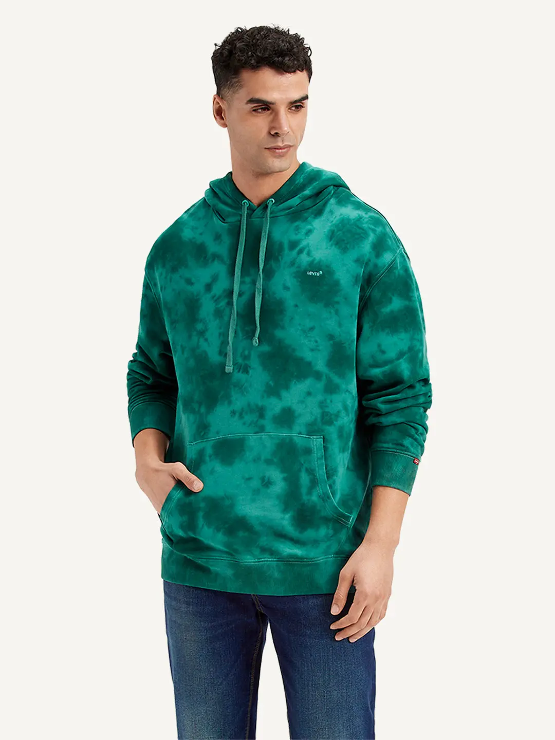 Men's Tie-Dye Teal Hooded Sweatshirt 1