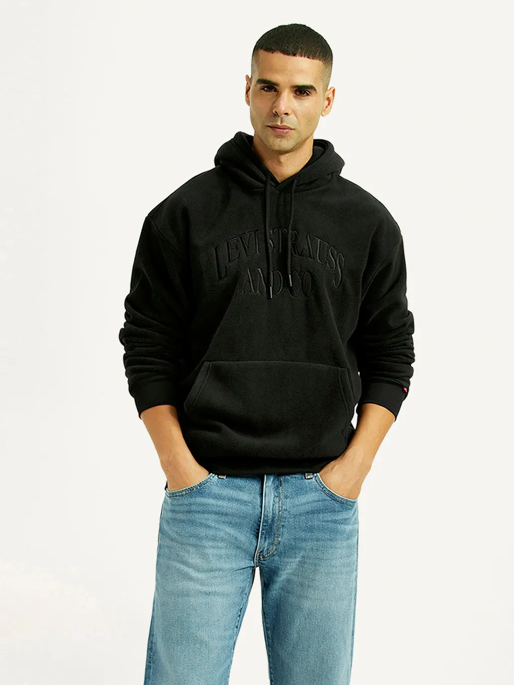 Men's Brand Logo Black Hooded Sweatshirt 1