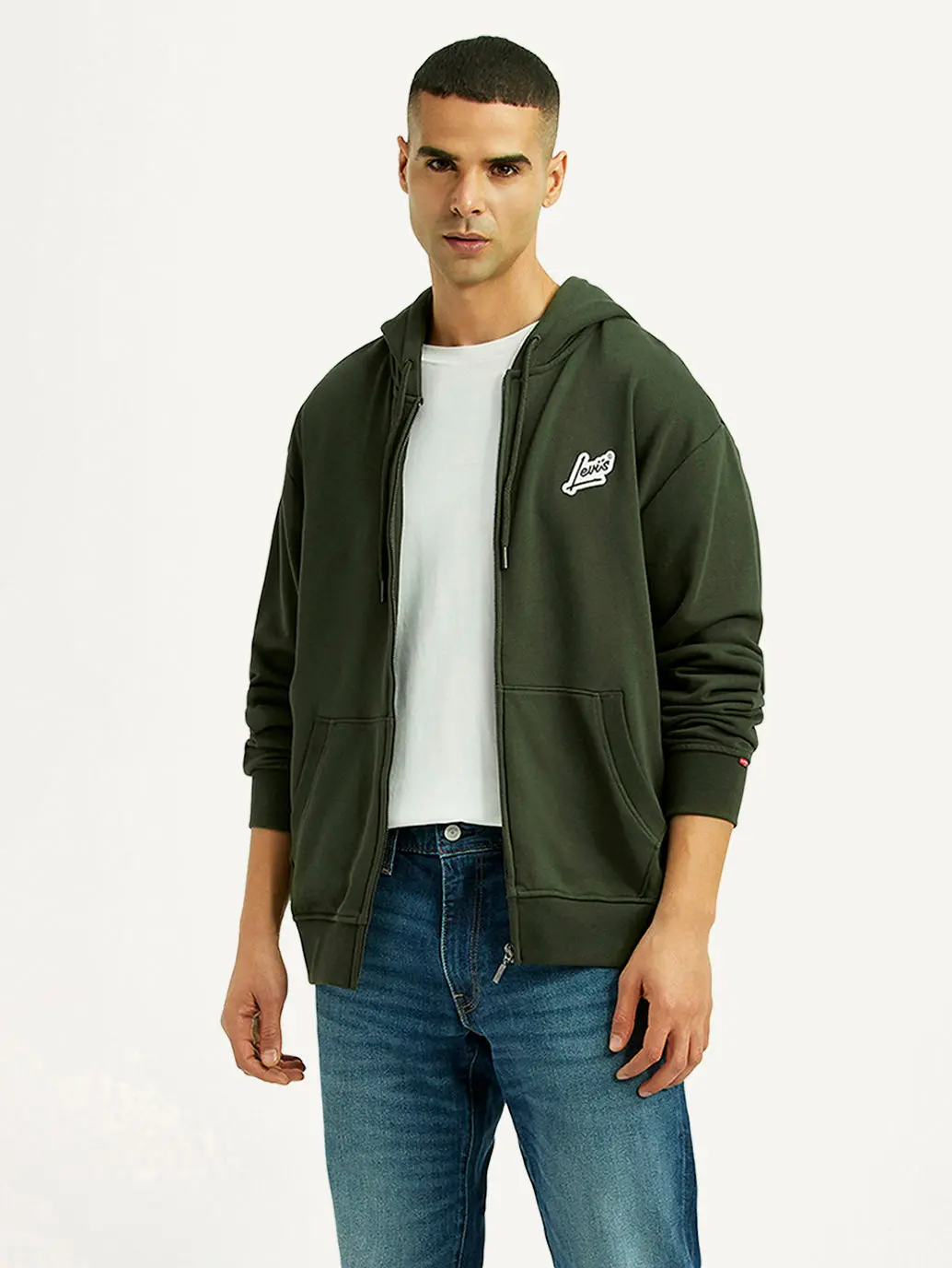 Men's Solid Dark Green Hooded Sweatshirt 1