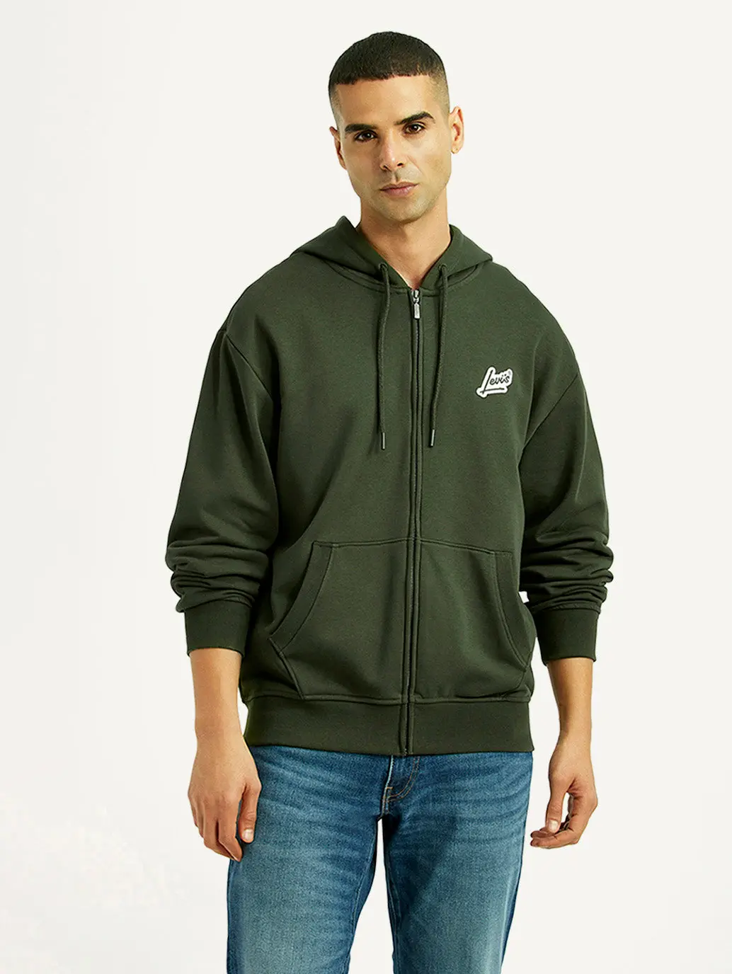 Men's Solid Dark Green Hooded Sweatshirt 2