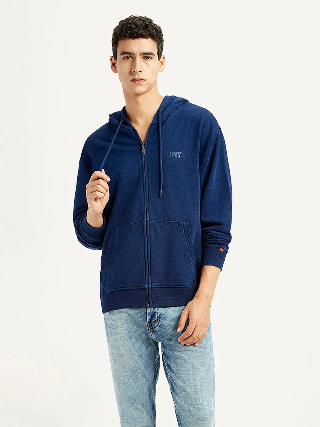 Men's Brand Logo Navy Hooded Sweatshirt 1