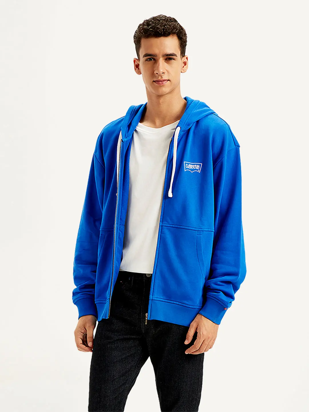 Men's Solid Blue Hooded Sweatshirt 1