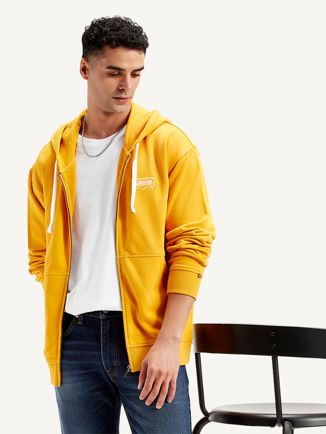 Men's Solid Mustard Hooded Sweatshirt 1