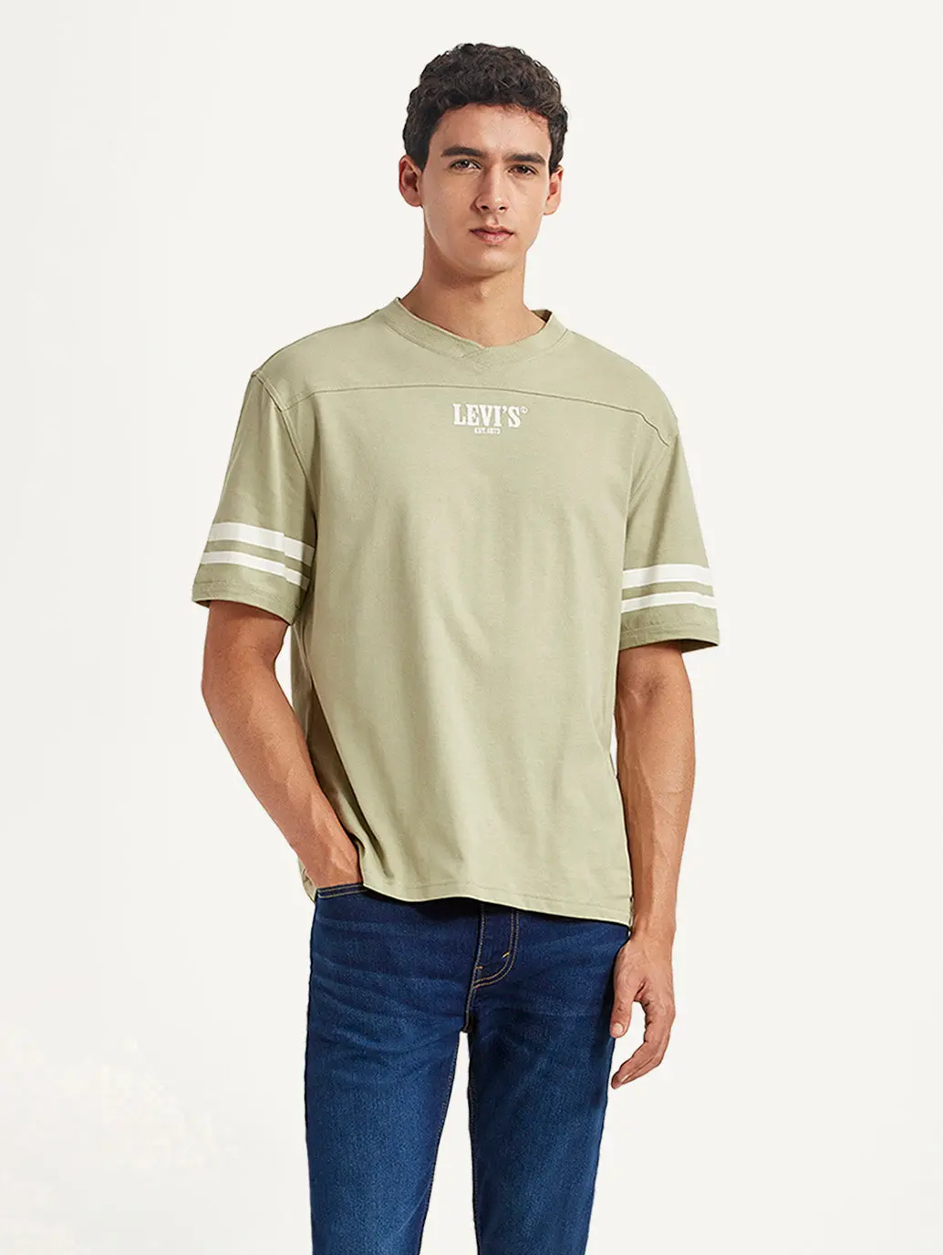 Men's Graphic Print Light Green Loose Fit T-Shirt 1