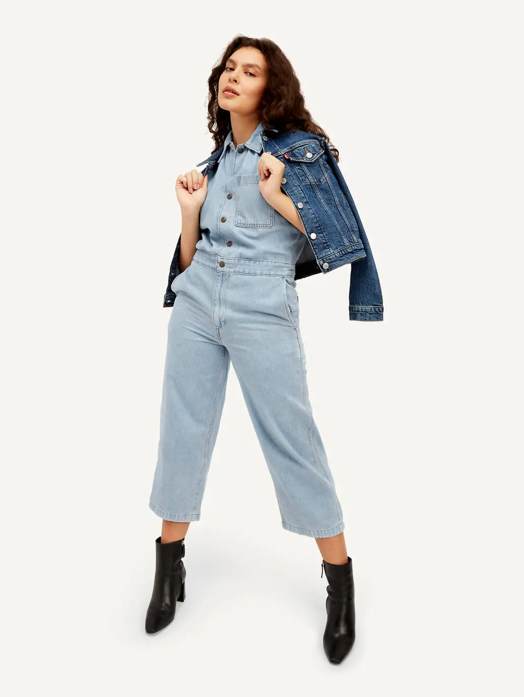 Women's Light Blue Solid Jumpsuit 1