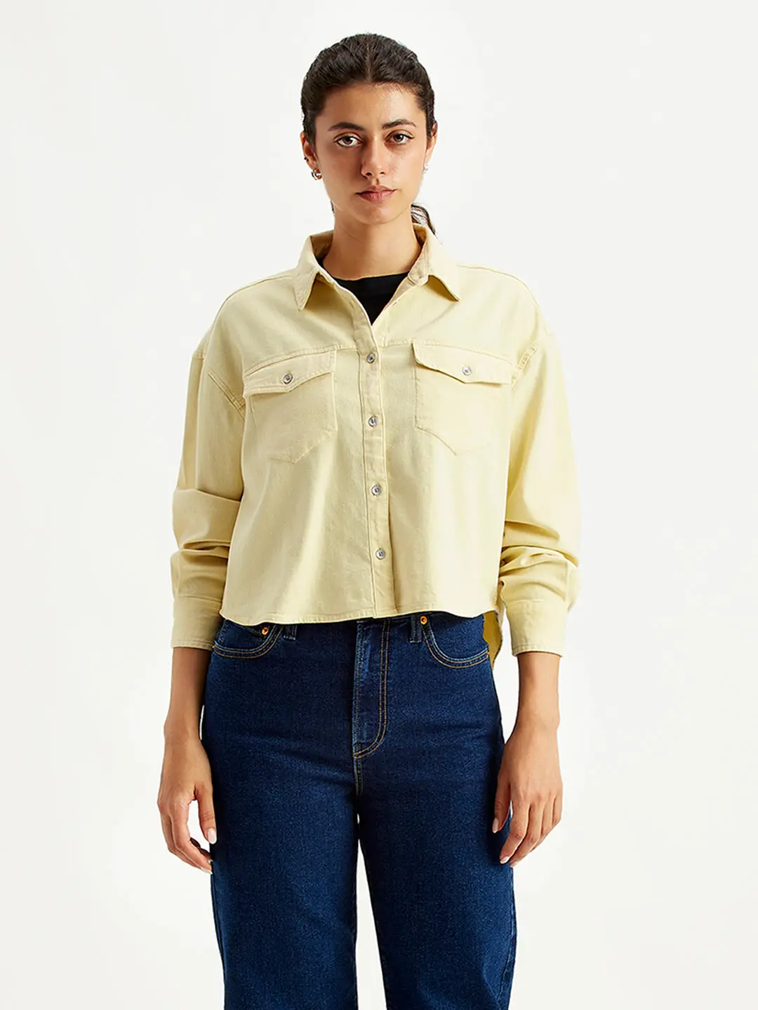 Women's Solid Relaxed Fit Denim Shirt 1