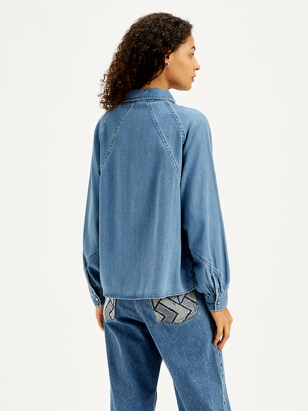 Women's Solid Relaxed Fit Denim Shirt 5