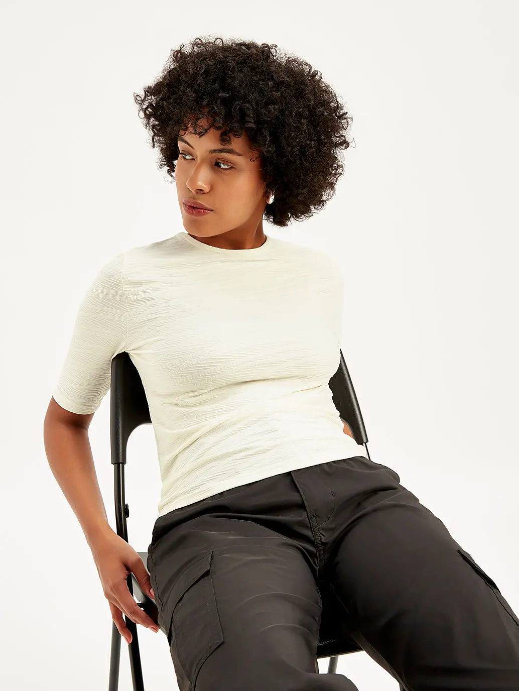 Women's Textured Crew Neck Top 1