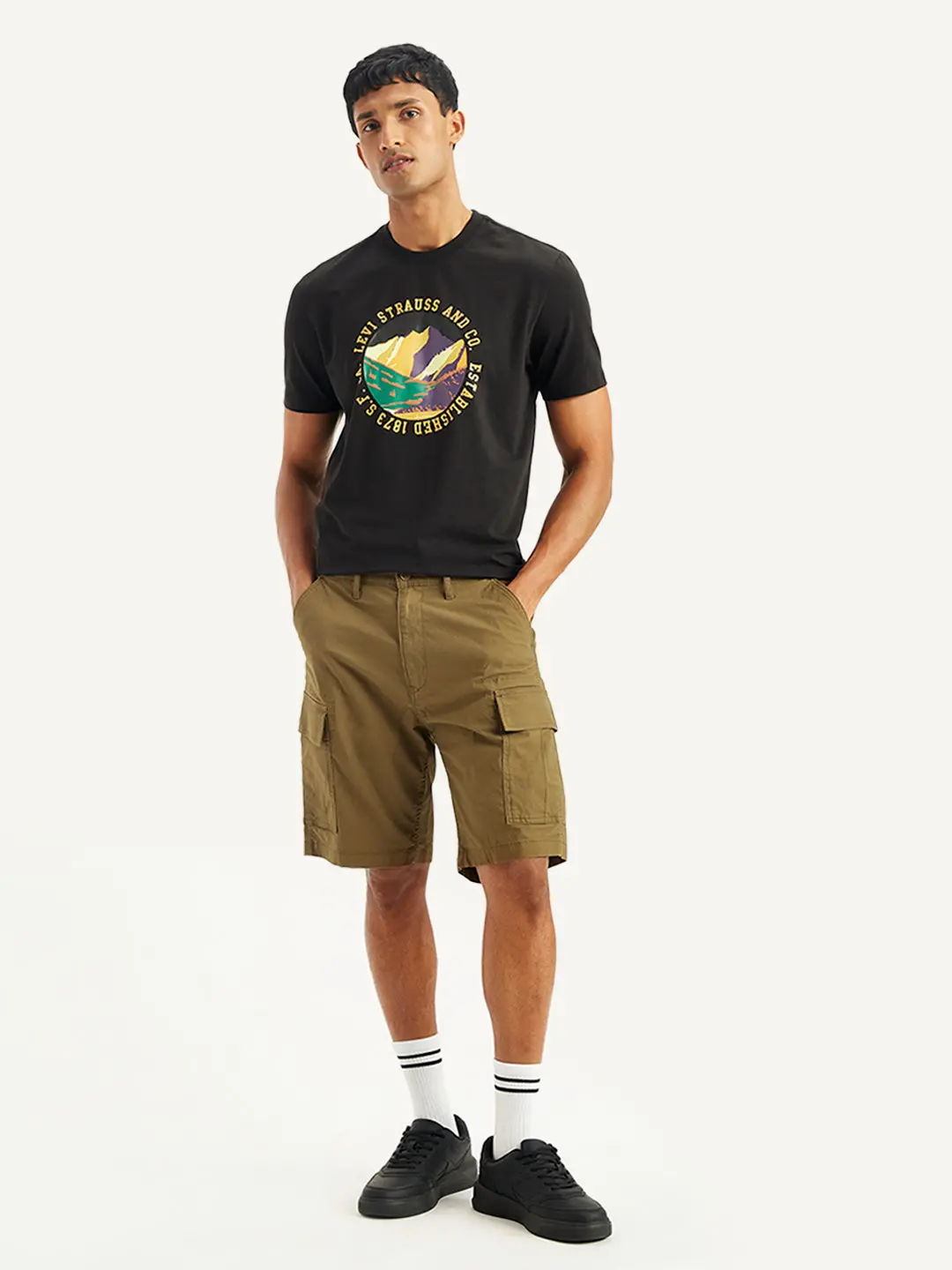 Men's Brown Regular Fit Cargo Shorts 1