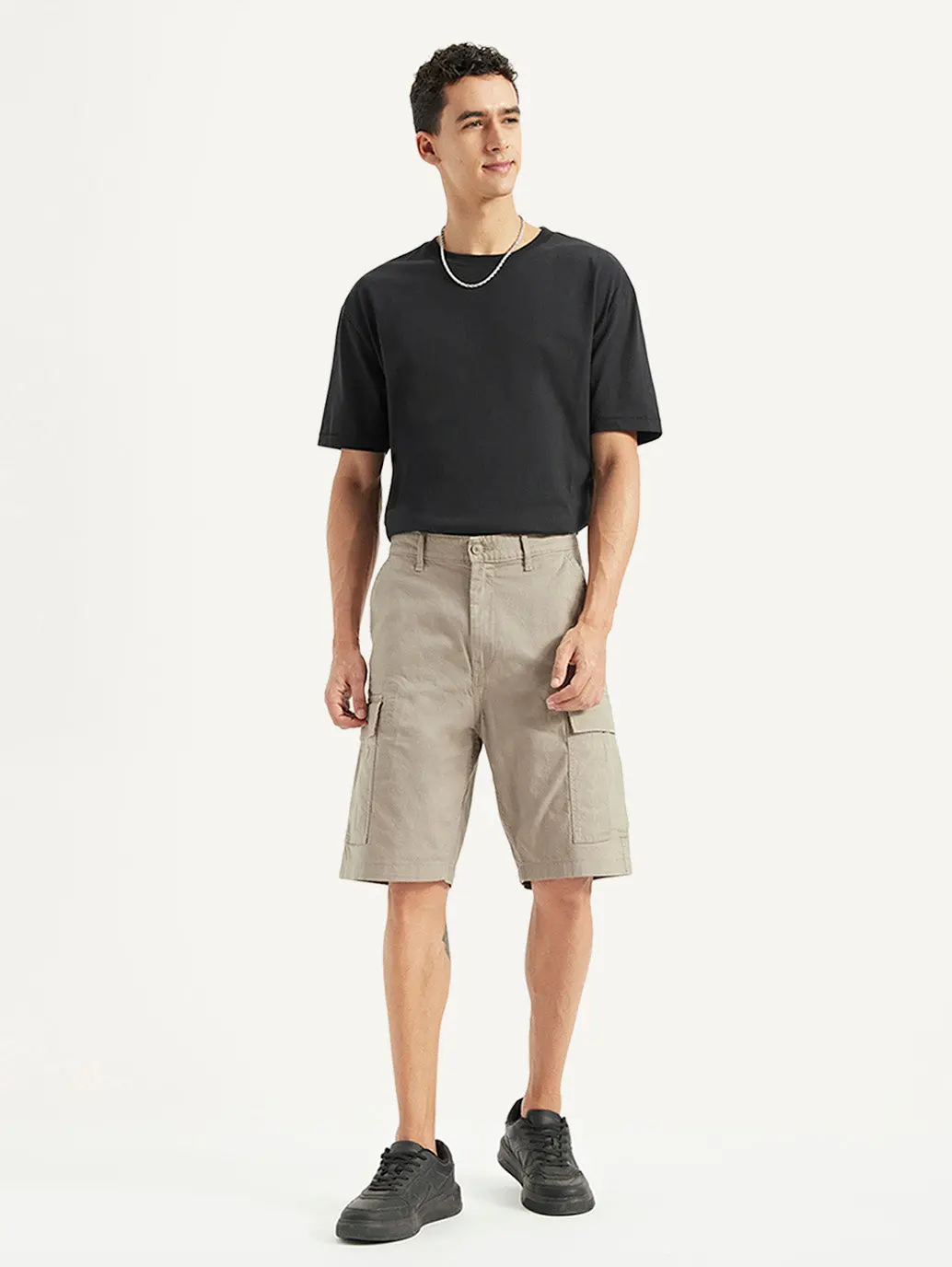 Men's Beige Cargo Fit Shorts 2