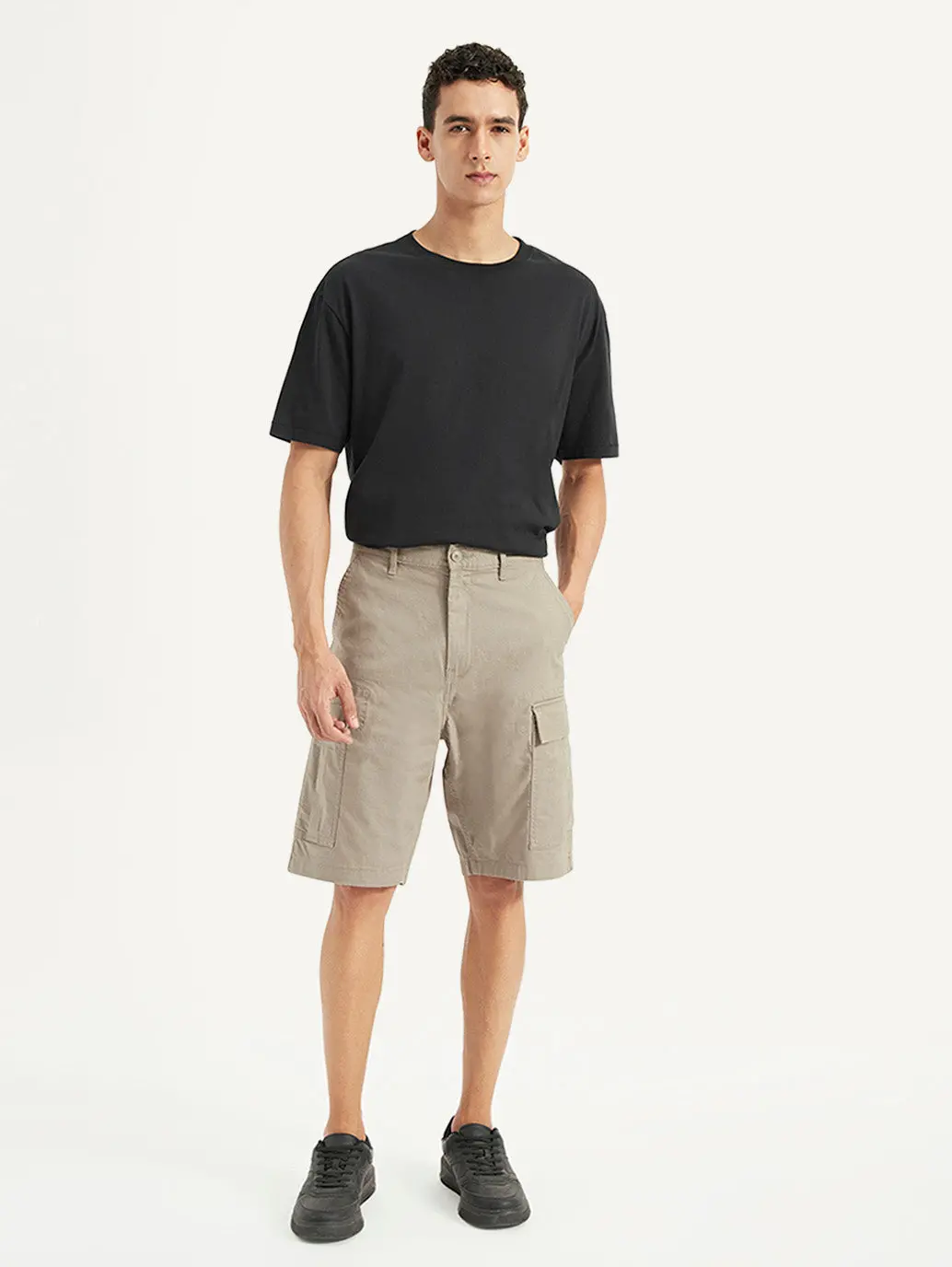 Men's Beige Cargo Fit Shorts 3