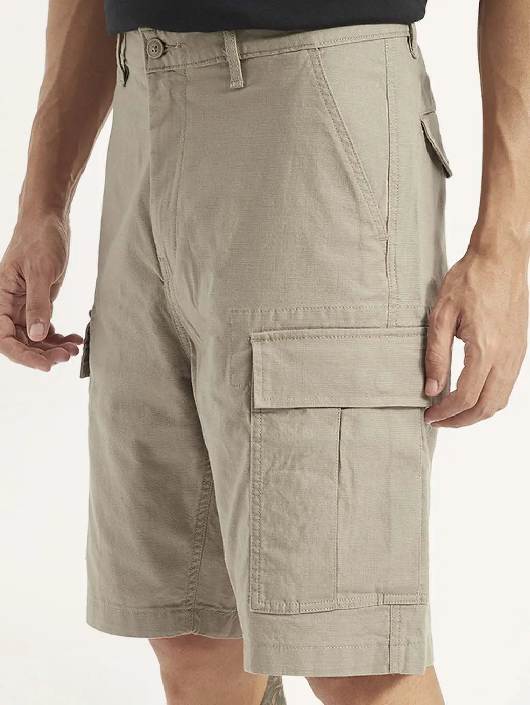 Men's Beige Cargo Fit Shorts 5