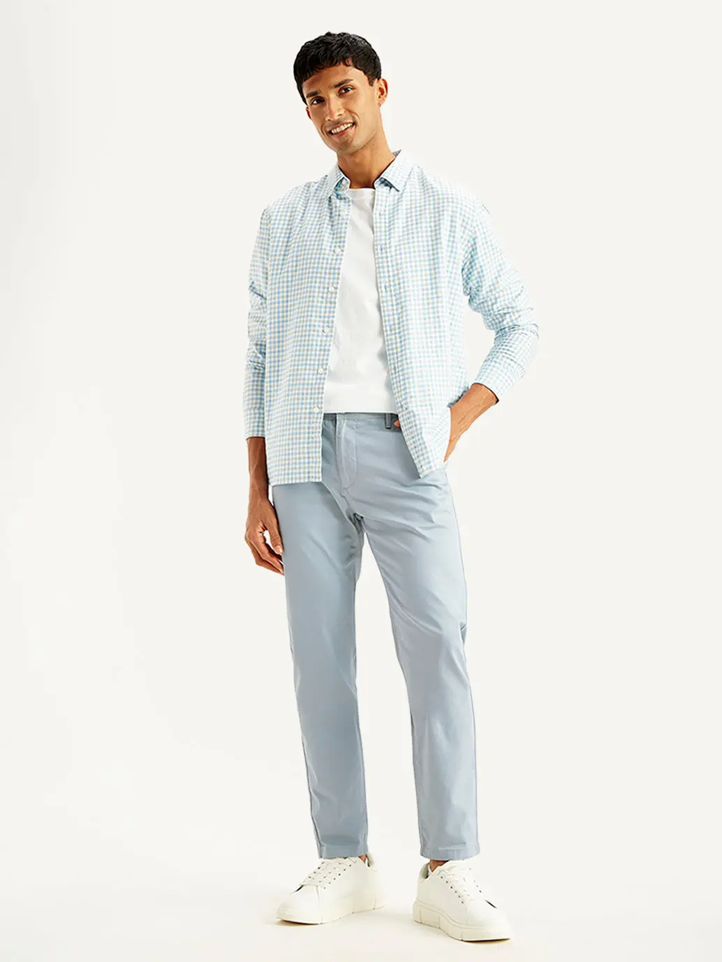 Men's Light Blue Tapered Chinos 1