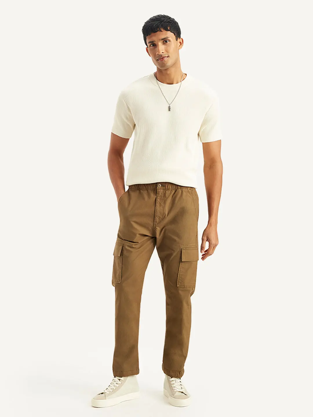 Men's Brown Regular Fit Cargo Trousers 1