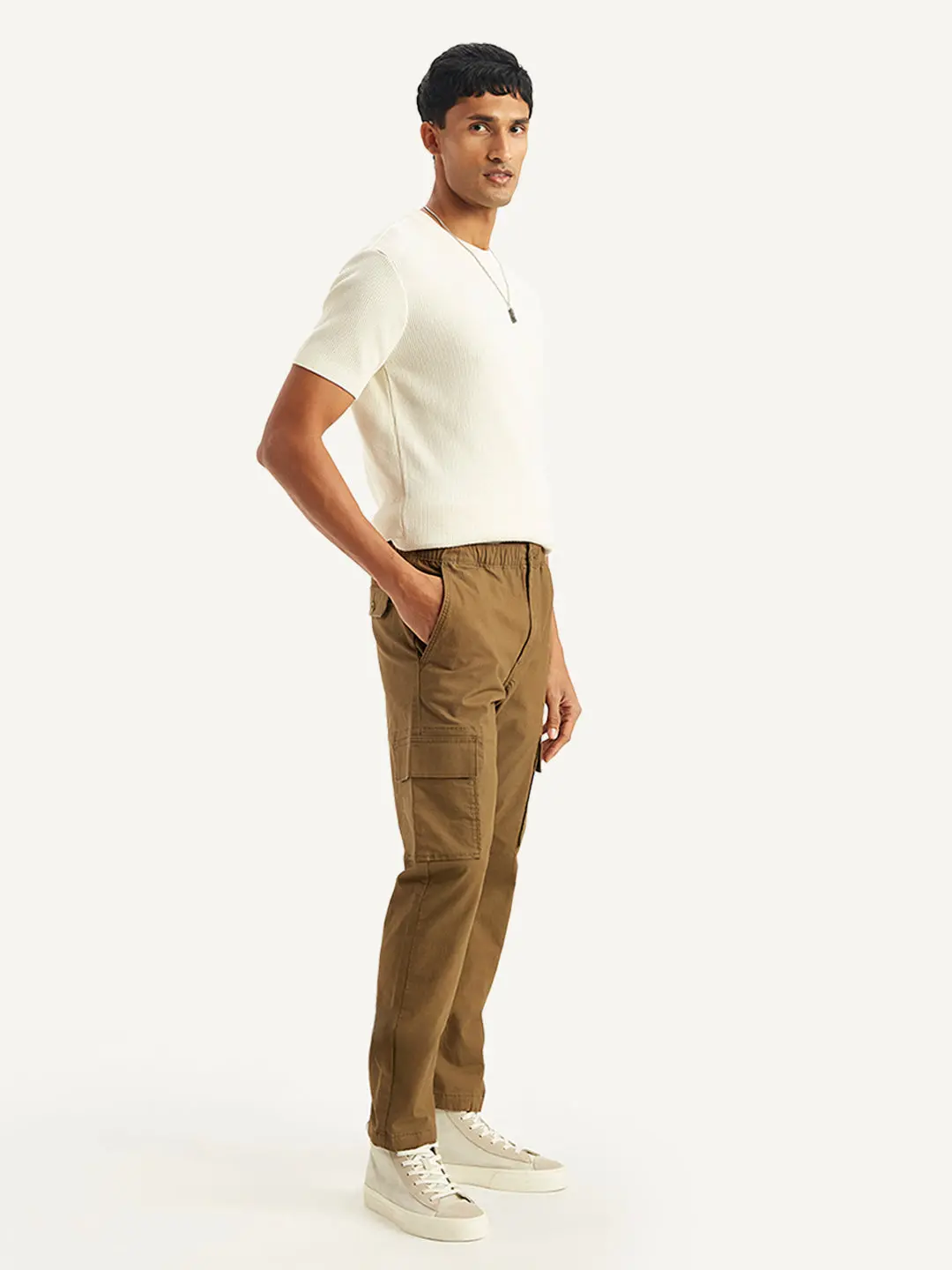 Men's Brown Regular Fit Cargo Trousers 3