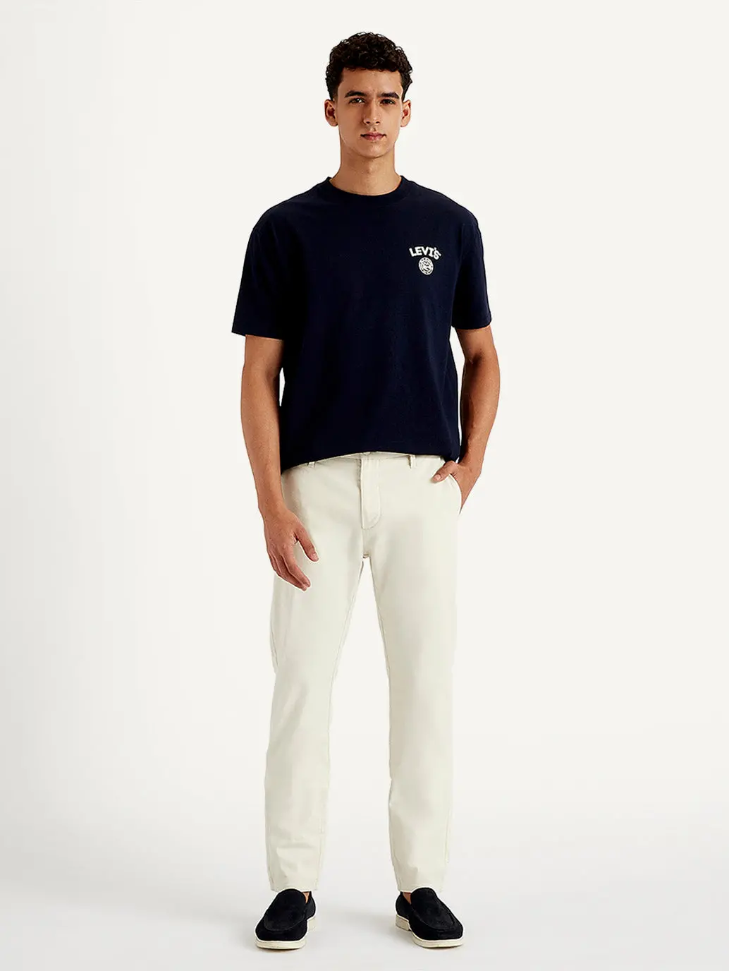 Men's White Tapered Fit Trousers 1