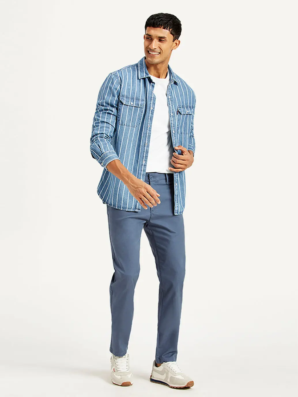 Men's Blue Tapered Chino Trousers 1