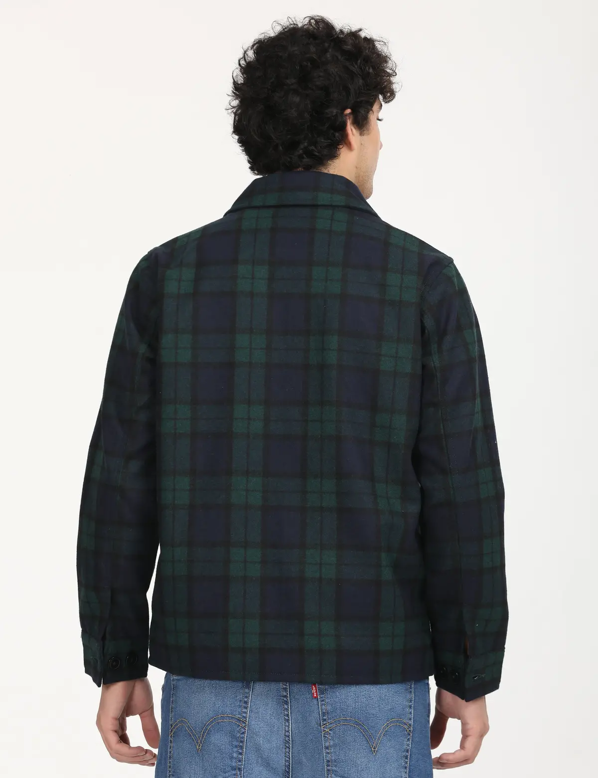 Men's Plaid Navy Spread Collar Shacket 3
