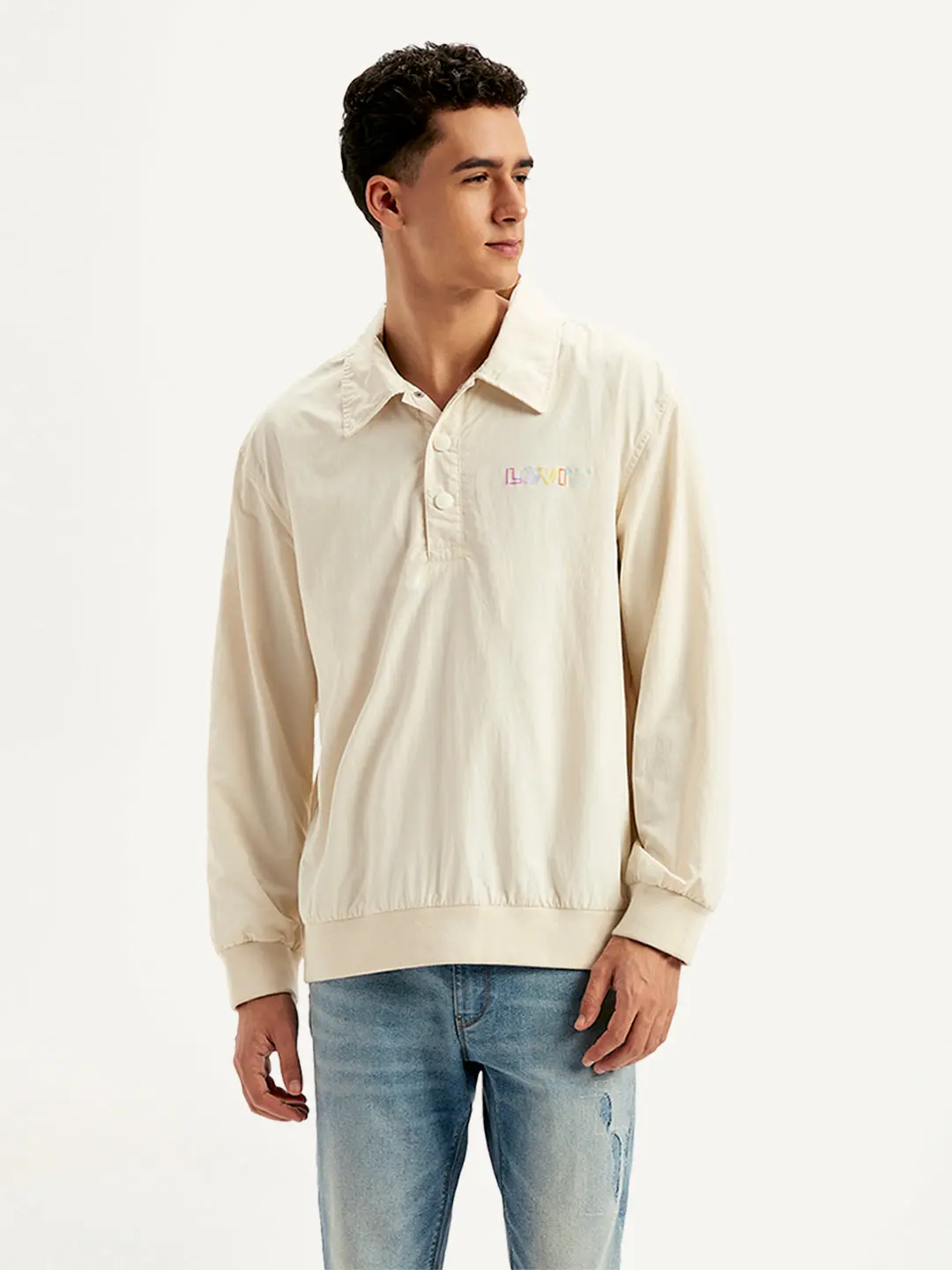 Men's Solid Cream Spread Collar Tailored Jacket 1