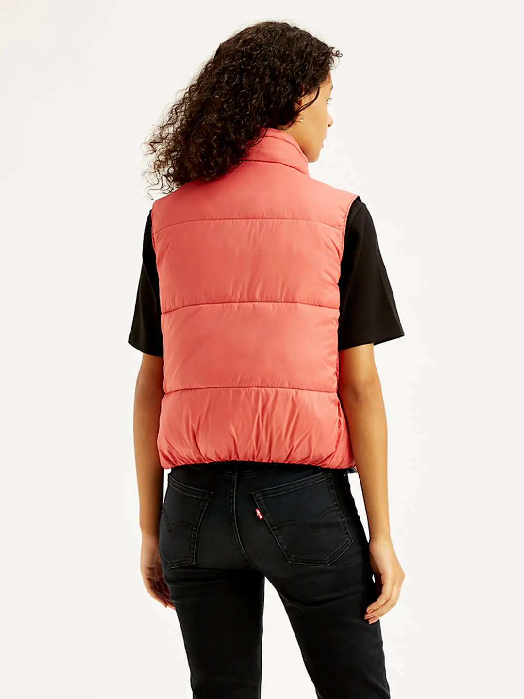 Women's Quilted Peach High Neck Puffer Jacket 3
