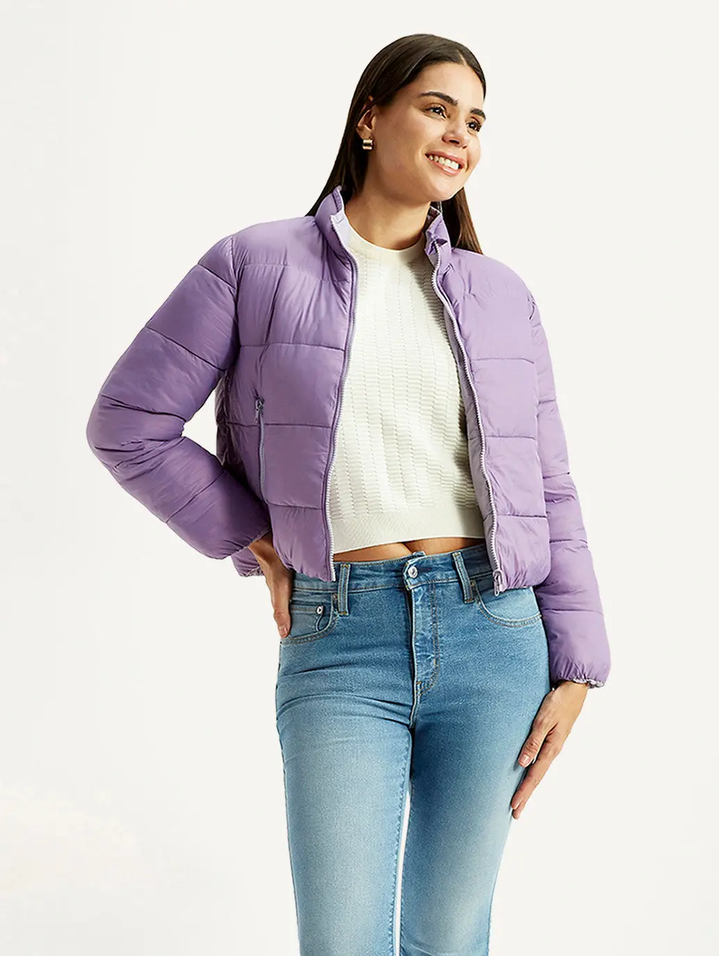 Women's Quilted Purple Puffer Jacket 1