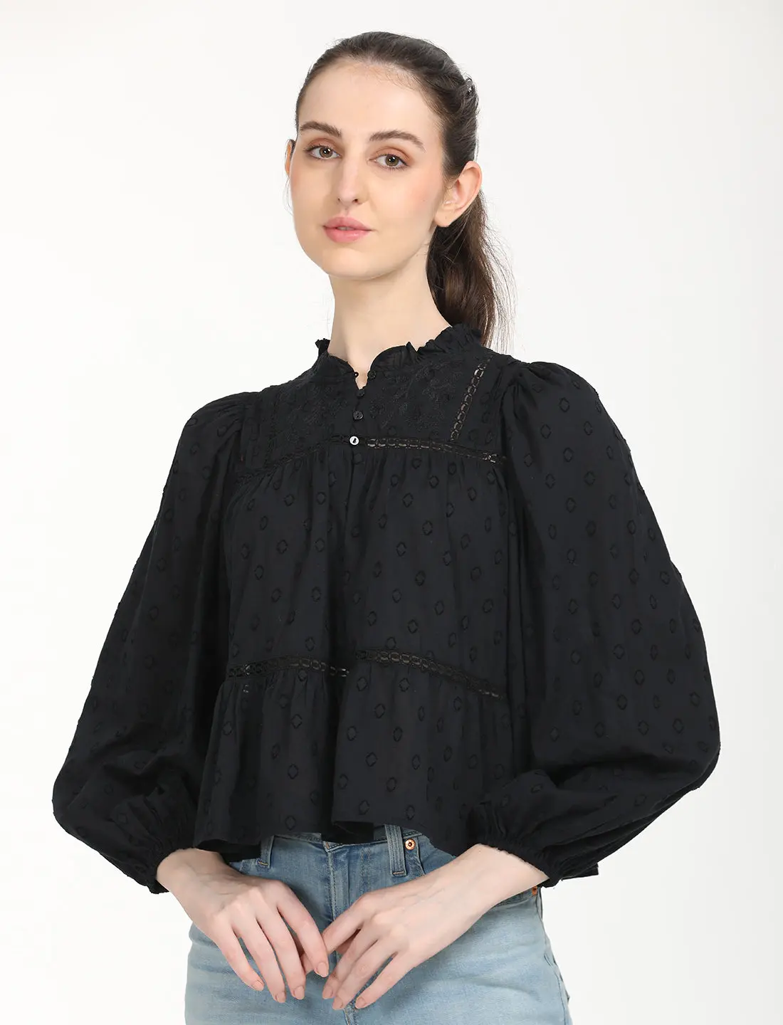 Women's Textured Black Top 1