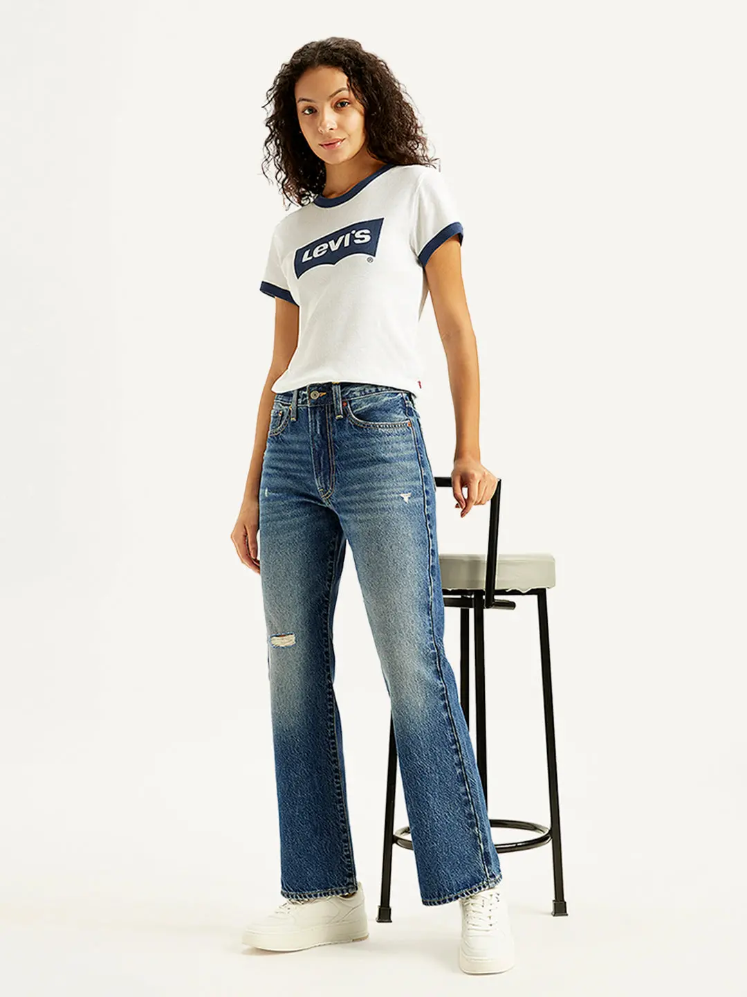 Women's Indigo Wedgie Bootcut Fit Mid Rise Jeans 1
